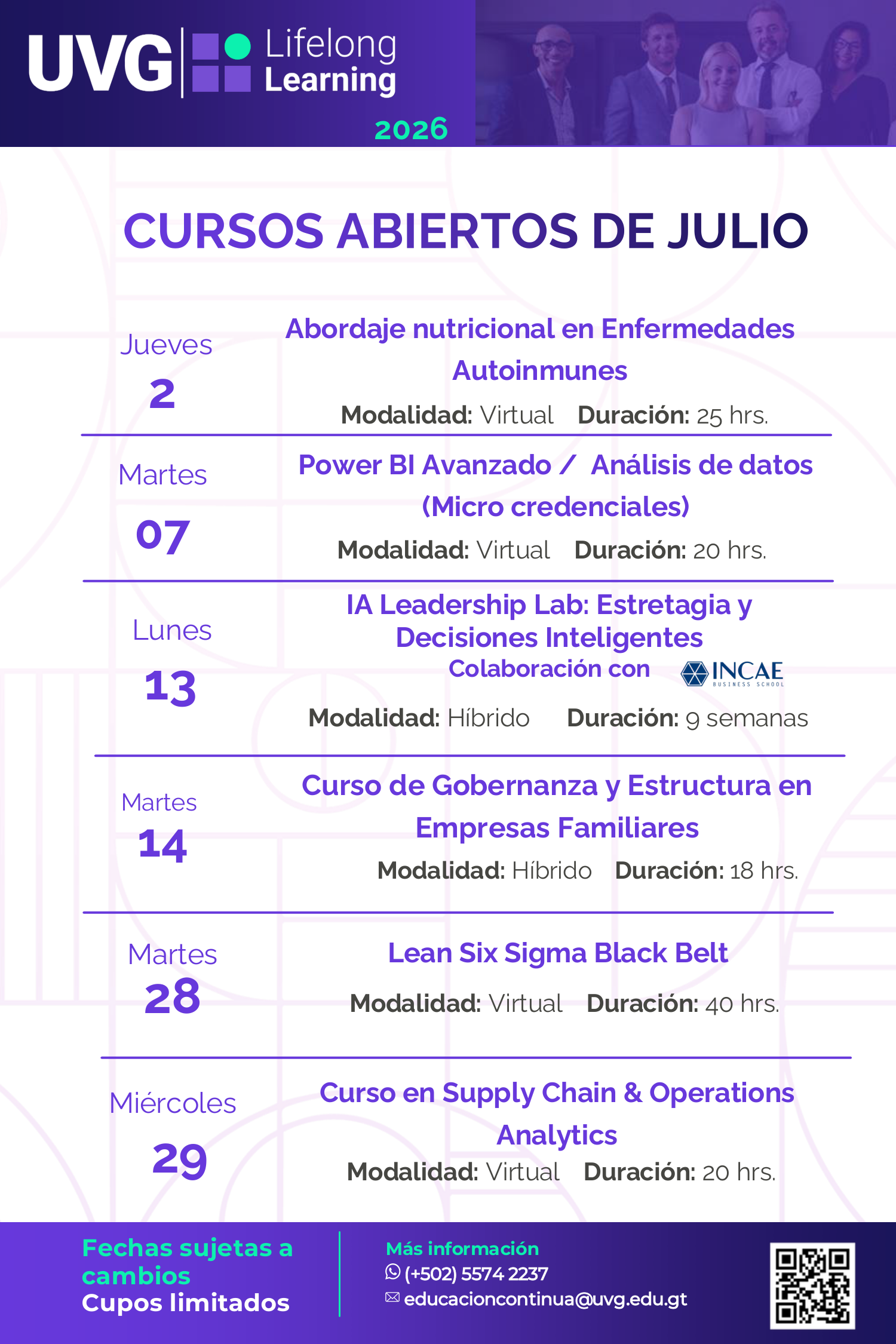 Calendario cursos - julio 2026