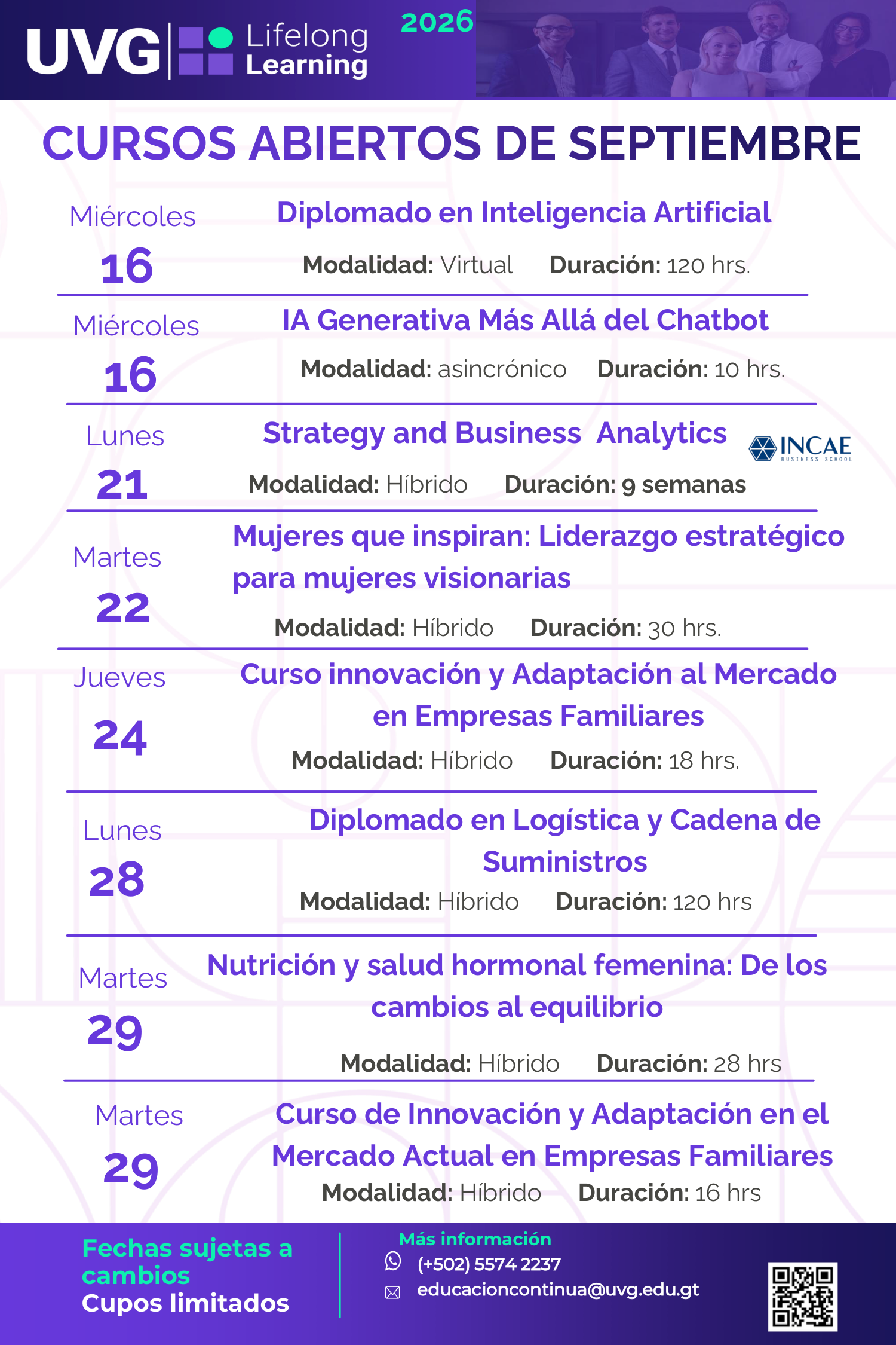 Calendario cursos - septiembre 2026